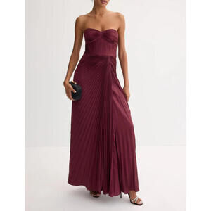 Amur Joyceann Sweetheart Pleated Gown in Maroon - Size 4 (Retails $658)